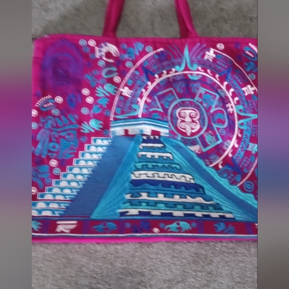Vibrant Pink and Blue Tote Bag - Picture 2 of 4